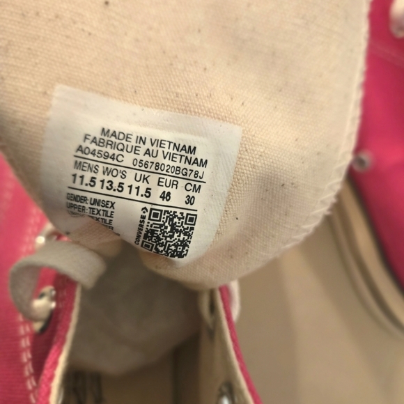 Converse All Star Canvas Unisex (Men 11.5 WM 13) Fuchsia High-Top Sneakers - Picture 3 of 3